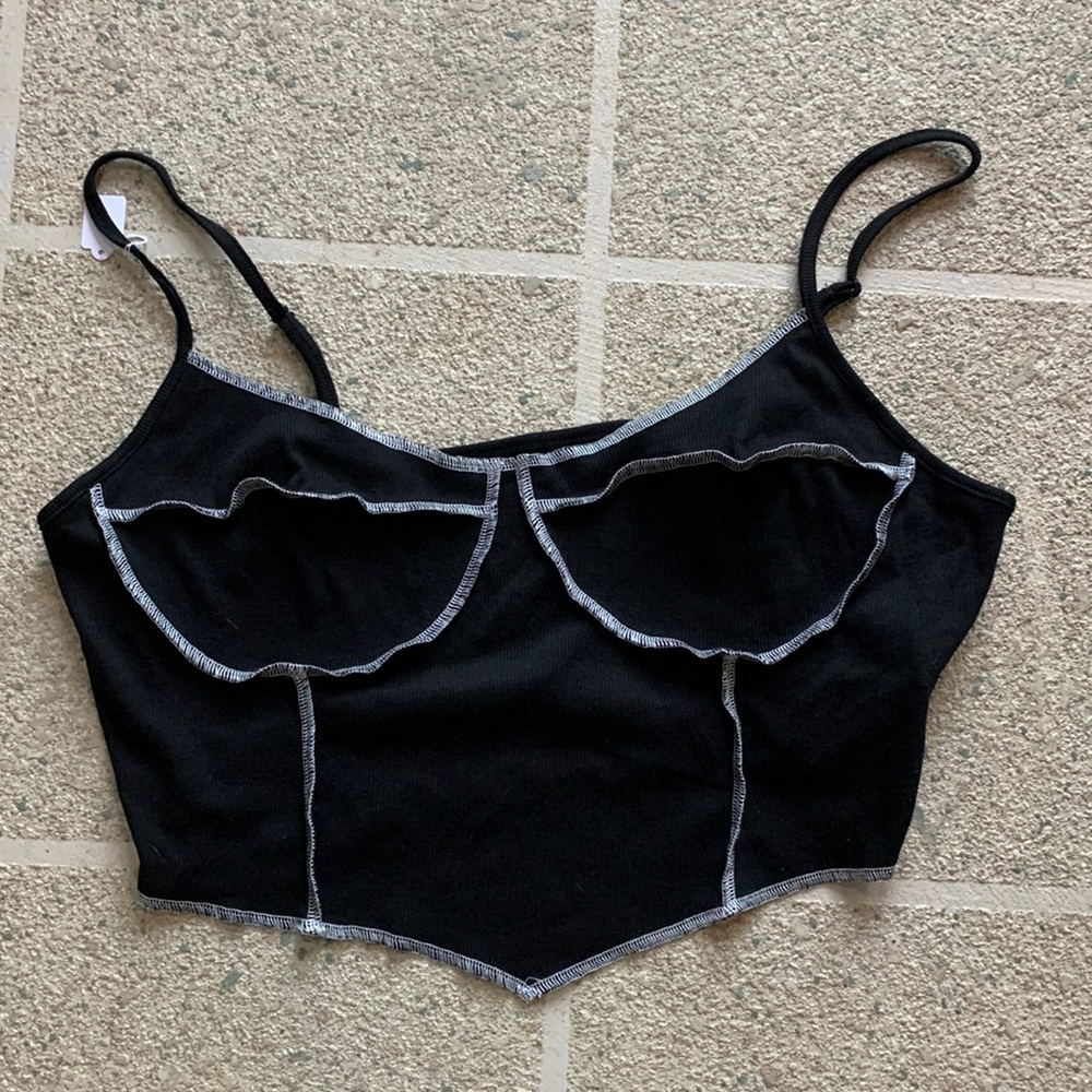 SHEIN Black Tank Top with Silver Trim